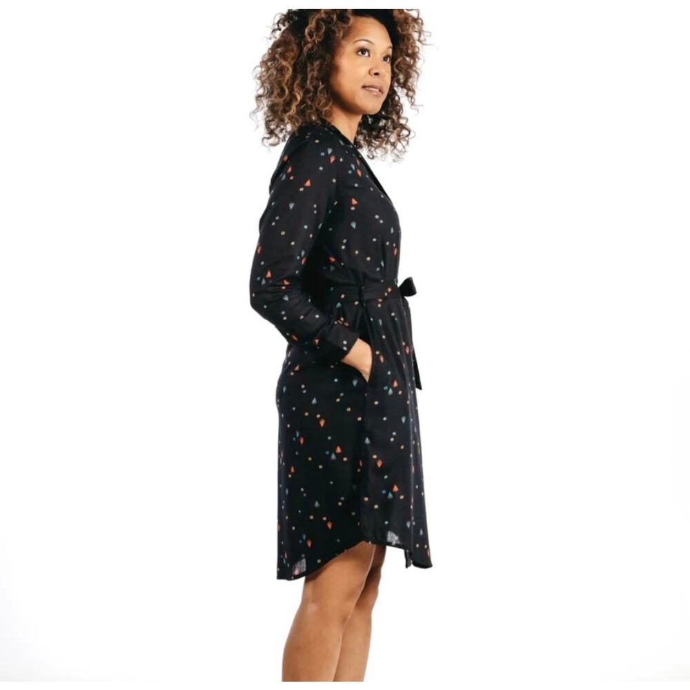 Bridge & Burn Emery Artifact Print Long Sleeve Belted Dress Size S